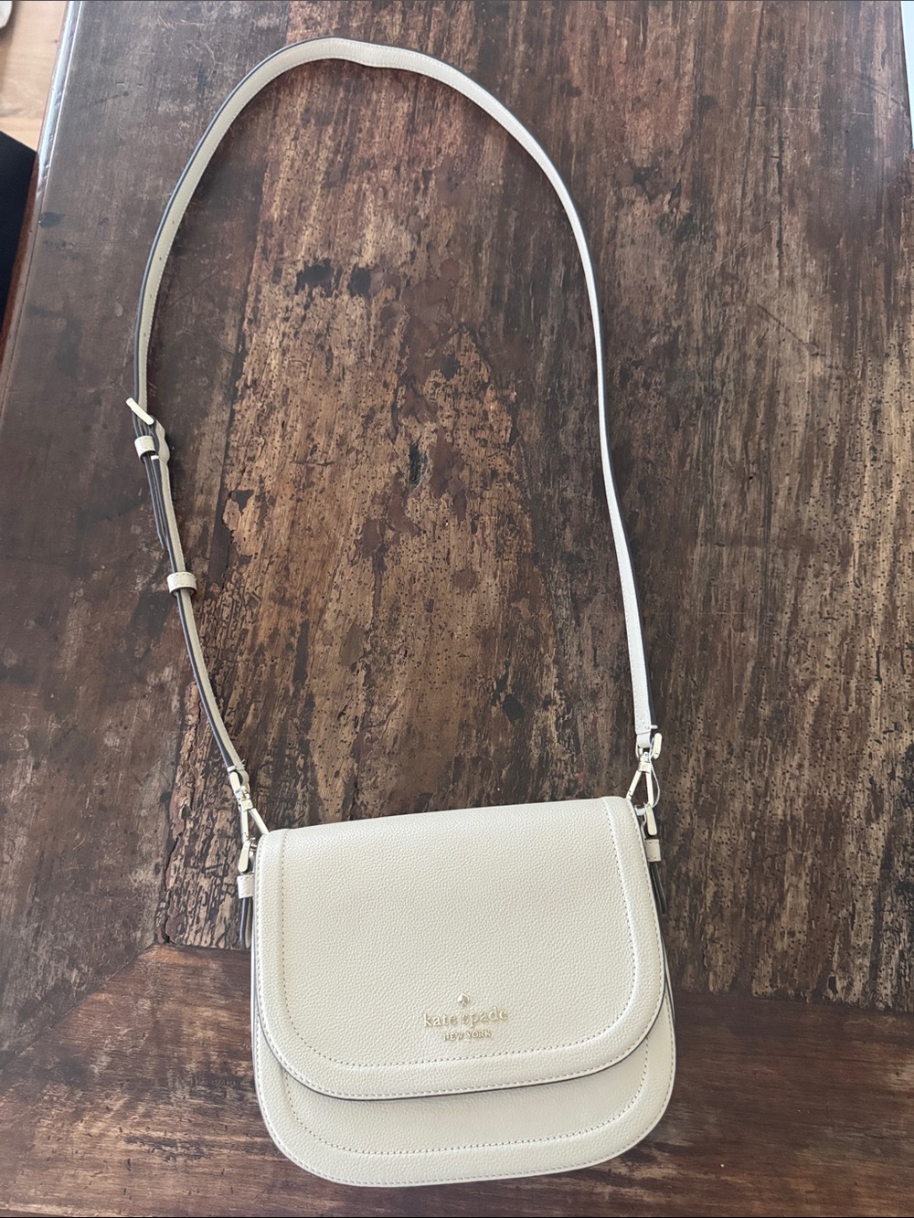 ♠️ Brand NEW kate spade Taupe Leather Crossbody Saddle Bag ♠️